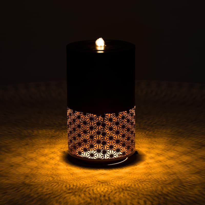 Anmytek Freestanding Outdoor Water Fountain with LED Lights Metal Candle Style Brown Backyard Garden Decor