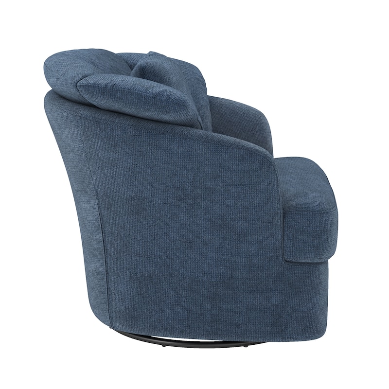 Upholstered Swivel Accent Chair Barrel Armchair Metal Frame with Pillows Living Room Chair