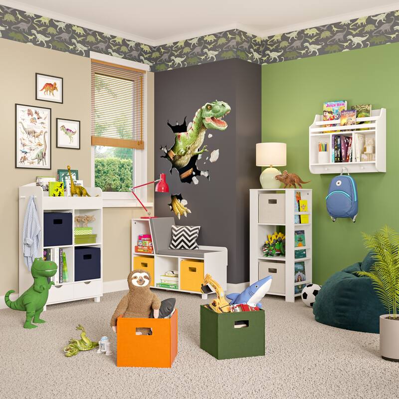 RiverRidge Kids Book Nook Cubby Toy Storage Cabinet with Bookshelf, Drawers, and Hooks