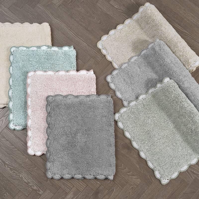 Laura Ashley Heathered Crochet Border Bath Rug