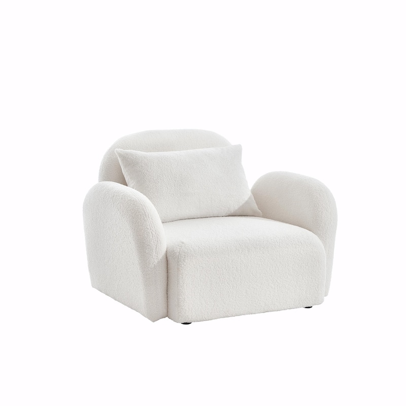 Elegant Lazy Sofa Chair in Plush Teddy Fabric