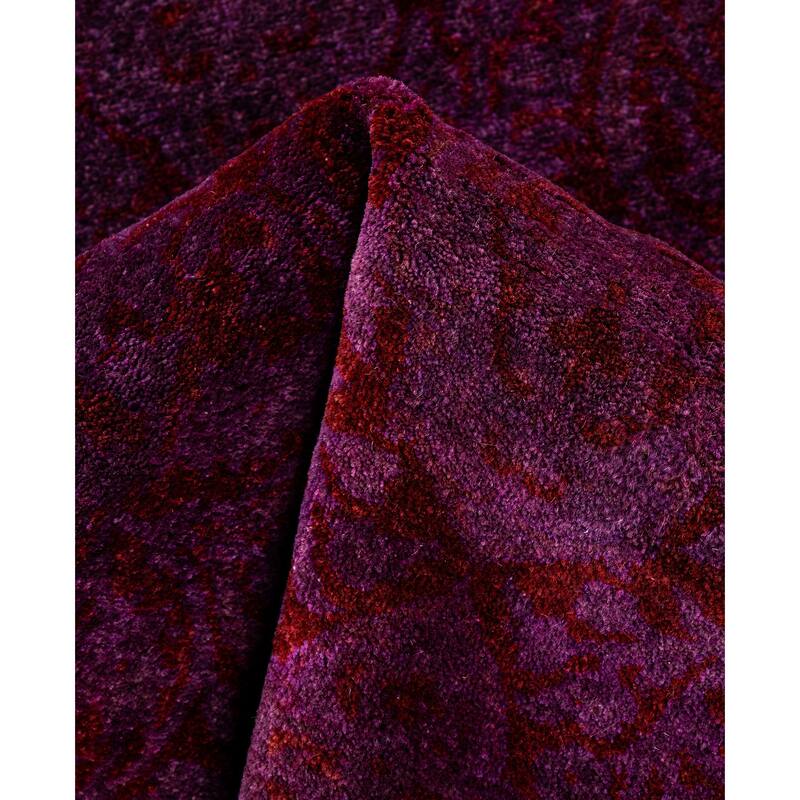 Overdyed One-of-a-Kind Hand-Knotted Area Rug - Purple - 3' 9" x 4' 2"