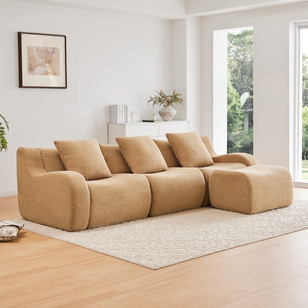 GDF Studio - Fairford 3-Seat Modular Sofa With Curved Armrests & Non-Slip Base