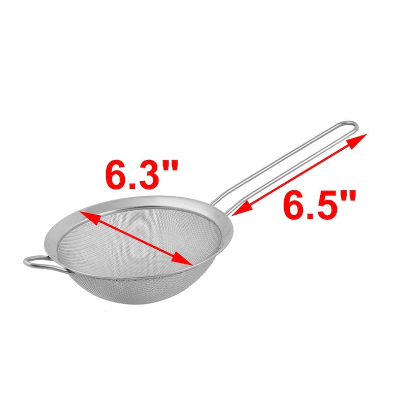 Home Kitchen Metal Fried Food Spice Flour Mesh Strainer Colander - Silver Tone