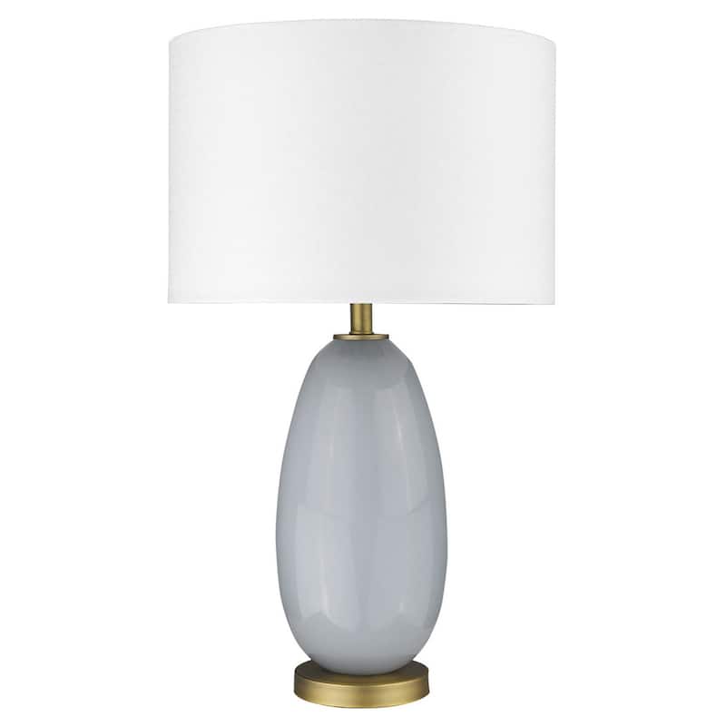 Contemporary 29" Light Grey Glass Table Lamp with White Shade - 16.50" x 16.50" x 28.50"