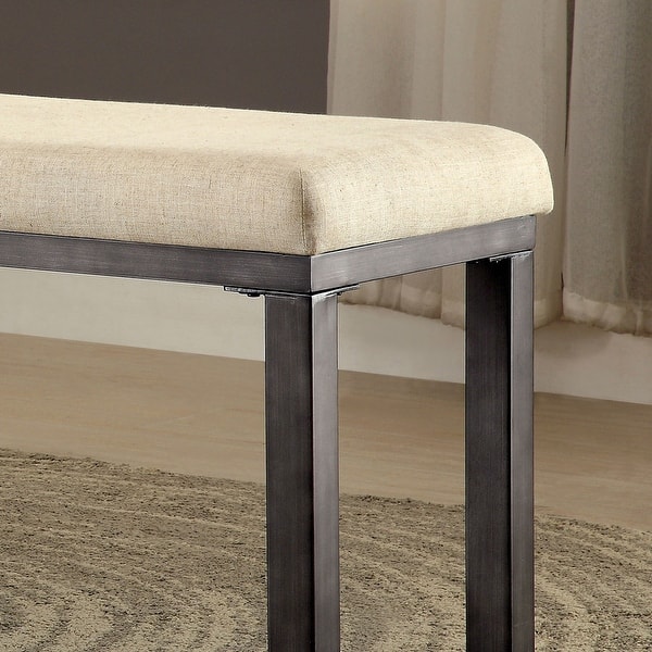 Shop Furniture Of America Nax Industrial Grey Fabric Padded Dining Bench Overstock 11630366