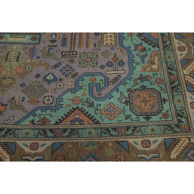 Hand Knotted Oriental 100% Wool Carpet Traditional Floral Purples Tabriz Area Rug - 11' 1'' X 8' 2''