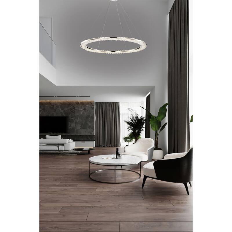 Nova LED 36 Inch Round Pendant Polished Nickel Finish K9 Crystal - Polished Nickel