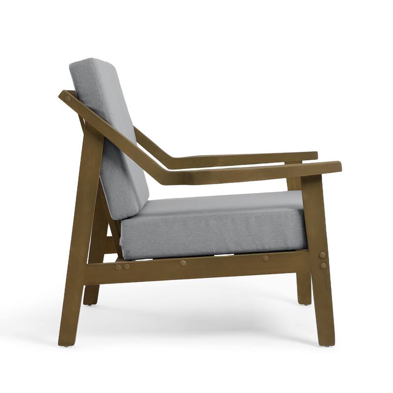 Solid Wood Outdoor Arm Chair Loveseat with Cushion