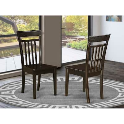 Slatted Back Dining Chair - Solid Wood Seat with Comfortable Accent for Kitchen and Home Seating - 17