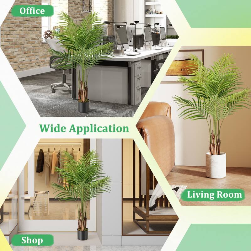 Gymax 4.2 FT Tall Artificial Palm Paradise Plant 2 Pack Large Fake