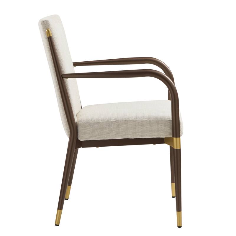 Christopher Knight Home - Modern Upholstered Metal Base Dining Armchair with Solid Back (Set of 2)