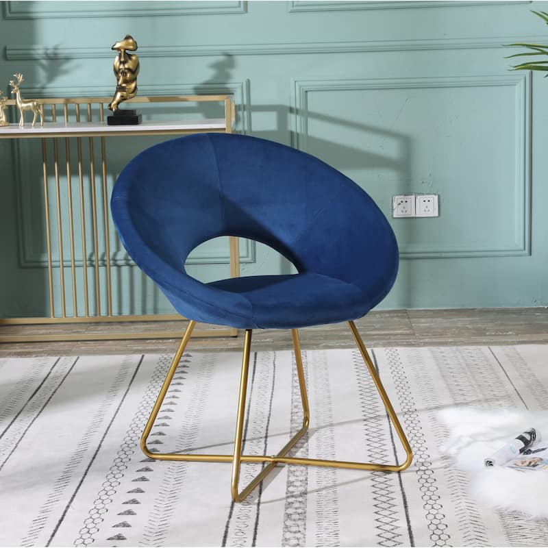 Silky Velvet Upholstered Accent Chair with Gold Tone Finished Base