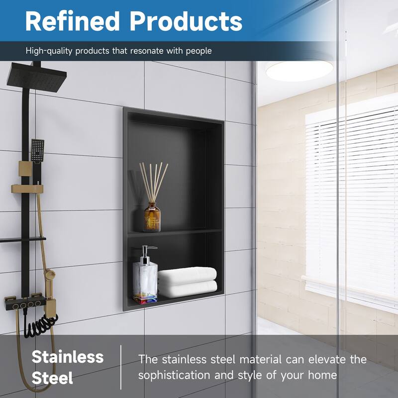 WIZ 12.8-inch W x 18.8-inch H x 4-inch D Stainless Steel Shower Niche