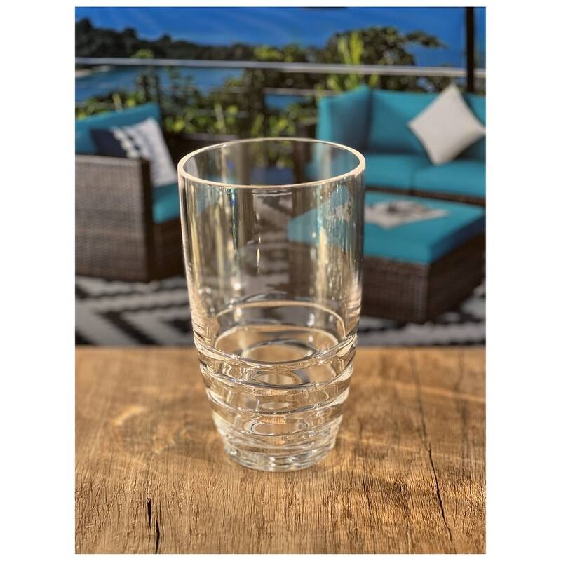 Swirl Acrylic Glasses Drinking Set of 4 (20oz), Plastic Drinking Glasses, BPA Free Cocktail Glasses