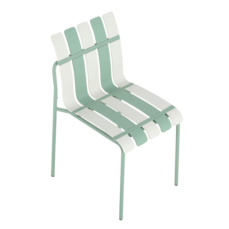 4-Pack Modern Striped Color Block Chairs - Waterproof PP Seat & Sturdy Metal Legs, Indoor/Outdoor Dining Set for Patio, Balcony