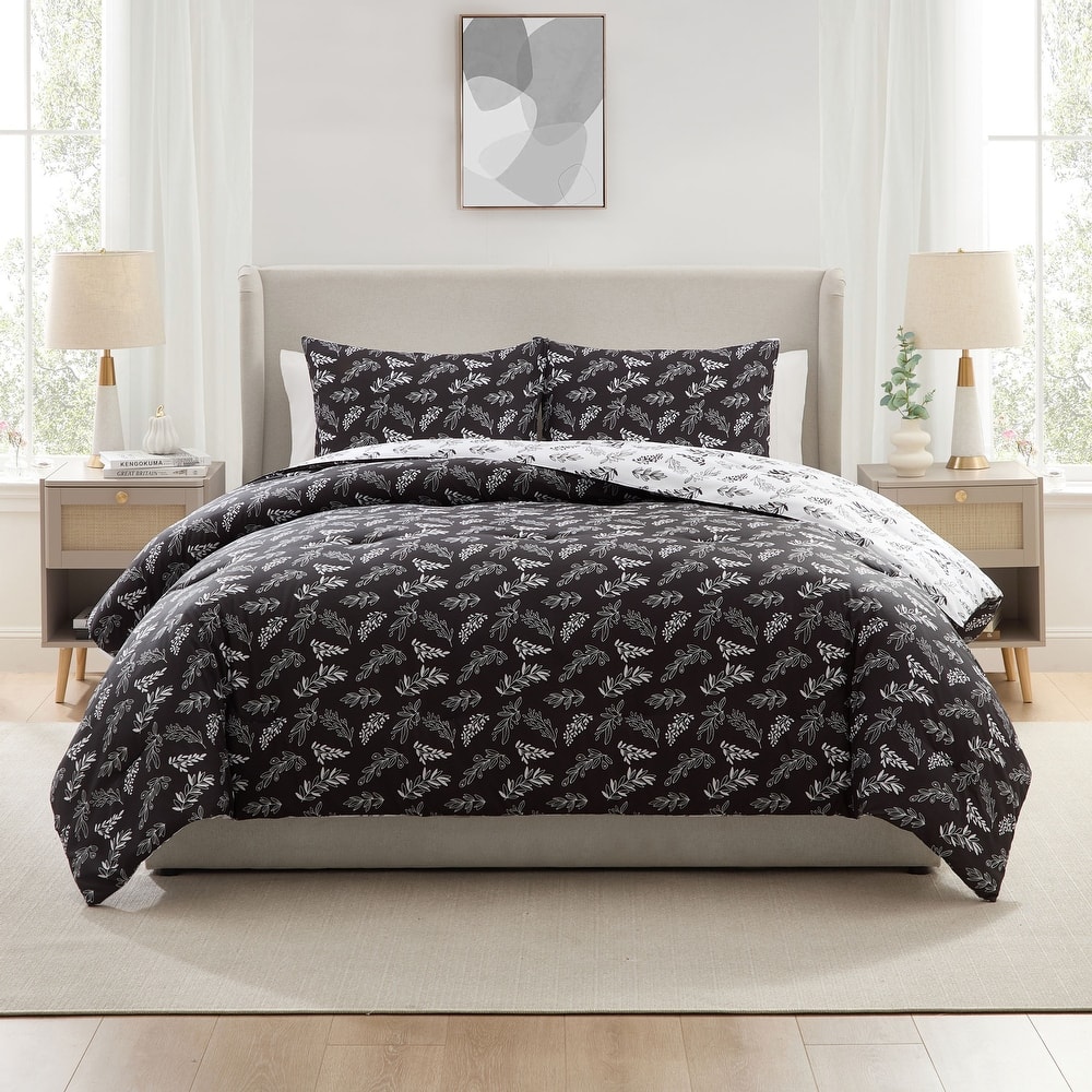 Empyrean 3PC Reversible Botanical Printed Comforter Bedding Set