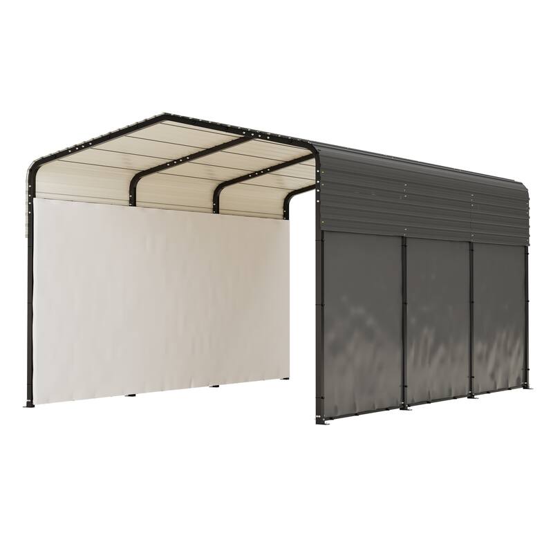 GDFStudio - Oliver Heavy Duty Outdoor Metal Carport with Waterproof Tarpaulin and Reinforced Base