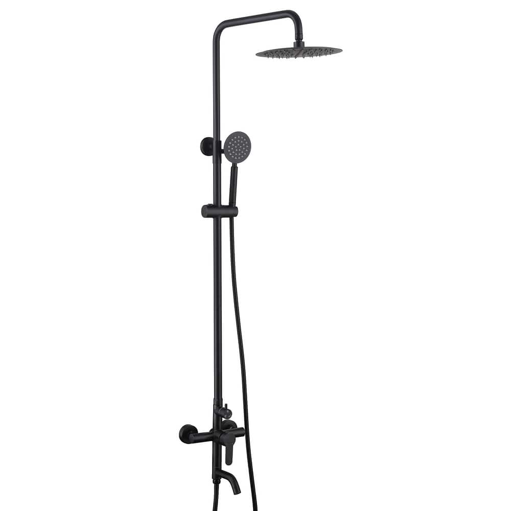47"H 3-Function 304 Stainless Steel Wall-Mounted Outdoor Shower with Footwash