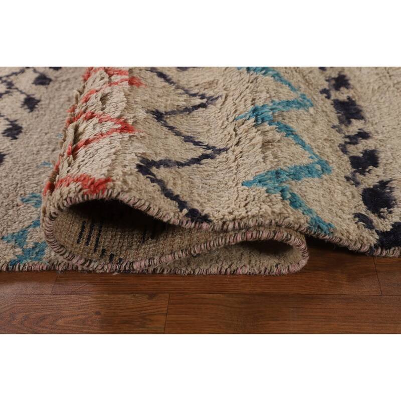 Tribal Moroccan Oriental Area Rug Handmade Wool Carpet - 9'0" x 12'4"