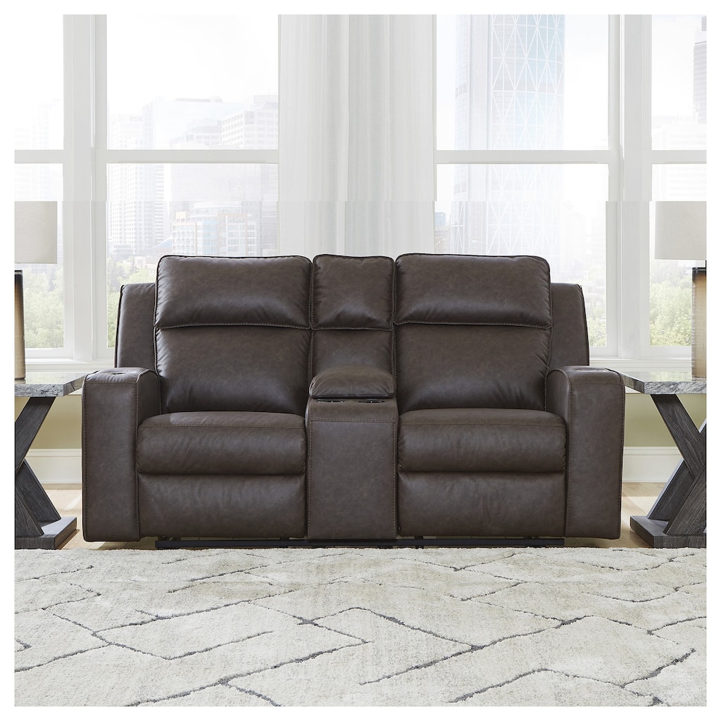 Signature Design by Ashley Lavenhorne Reclining Loveseat with Console - 77"W x 42"D x 43"H