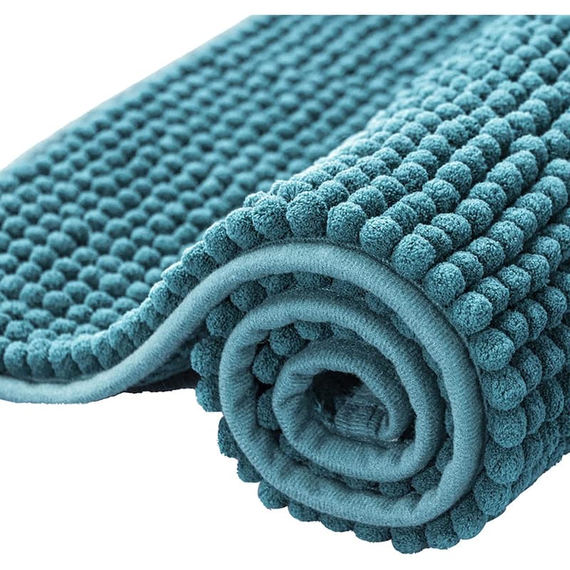 Subrtex Luxury Chenille Bath Rugs Soft Bathroom Mats - 20x32 - Stone Blue