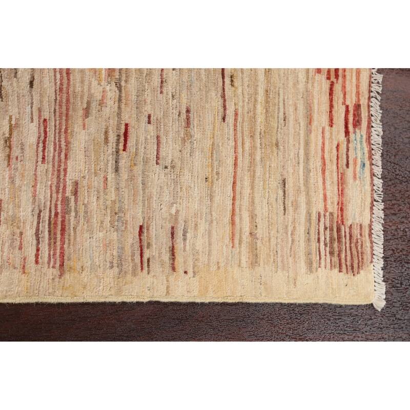 Striped Contemporary Gabbeh Kashkoli Wool Area Rug Hand-knotted Carpet - 2'4" x 4'0"