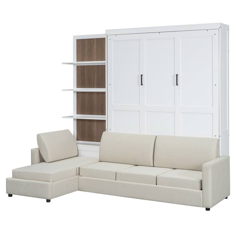 Queen Size Smart Murphy Bed - Space-Saving Wall Bed with Sofa and Shelves