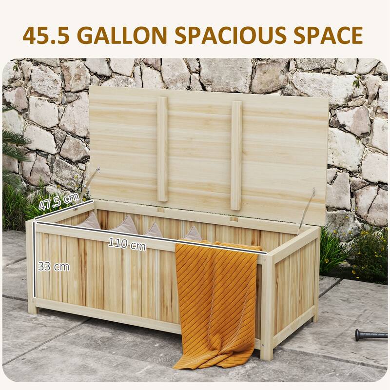 45.5 Gallon Outdoor Wooden Storage Box, Garden Storage Container