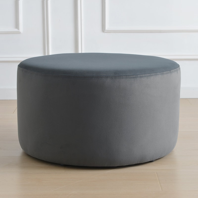 KINWELL Round Upholstered Pouf Ottoman Footrest