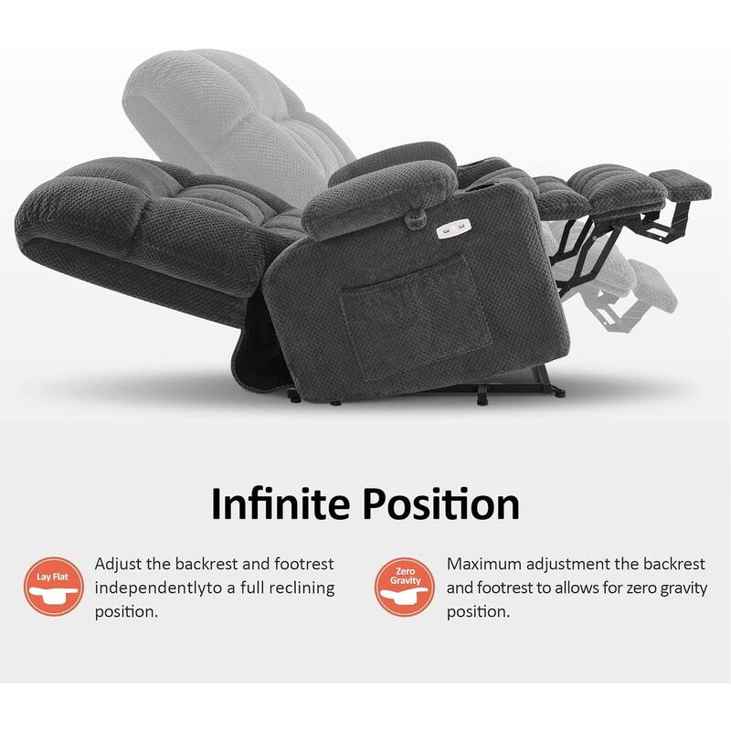 MCombo Dual Motor Power Lift Recliner Chair with Massage and Heat for Big People, Fabric R7891 (Large-Wide)