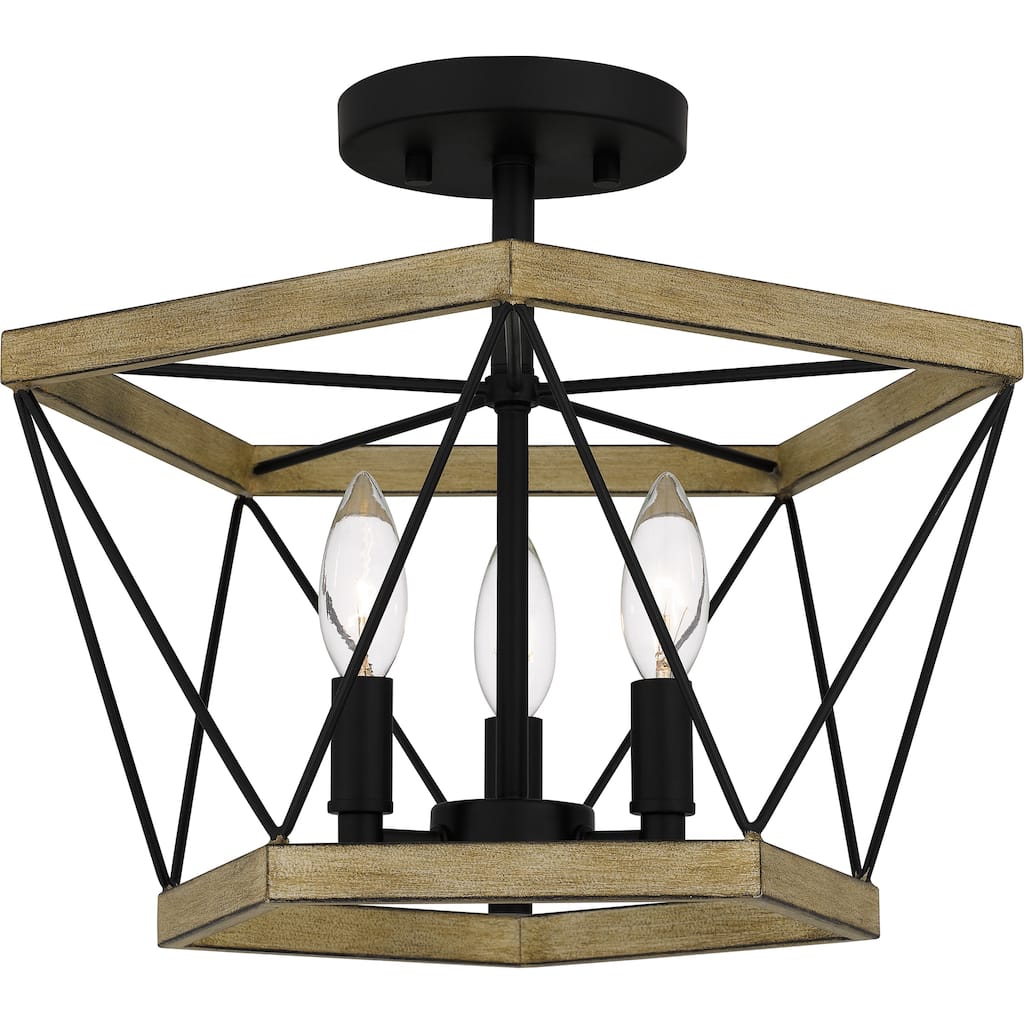 Wintergreen 3-Light Whitewashed Walnut Semi-Flush Mount - Whitewashed Walnut