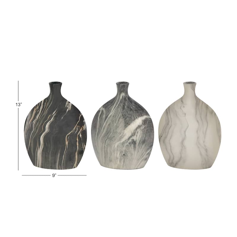 Ceramic Faux Marble Decorative Vase - Set of 3 Black - Roche River Decor