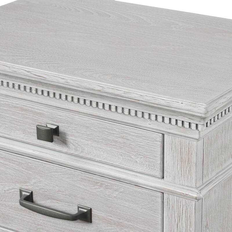 Furniture of America Eleanor Modern Rustic 4-Piece Weathered Grey Wood Panel Bedroom Set with Dentil Molding