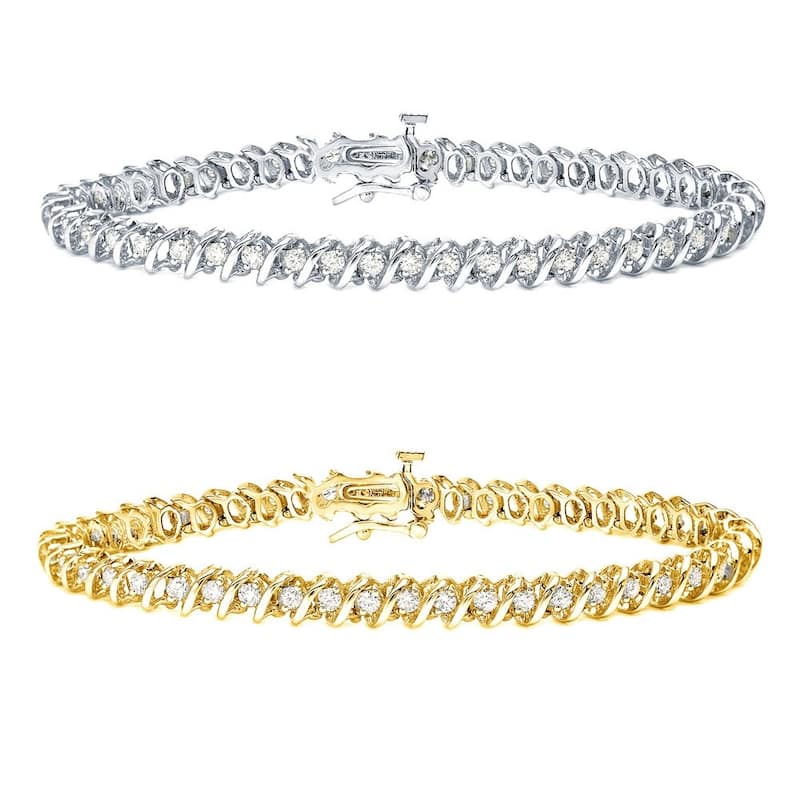 Auriya 1ct to 10ct TW S-link Diamond Tennis Bracelet 14k Gold