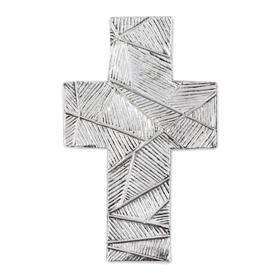 Novica Handmade Mexican Belief Aluminum Repousse Cross