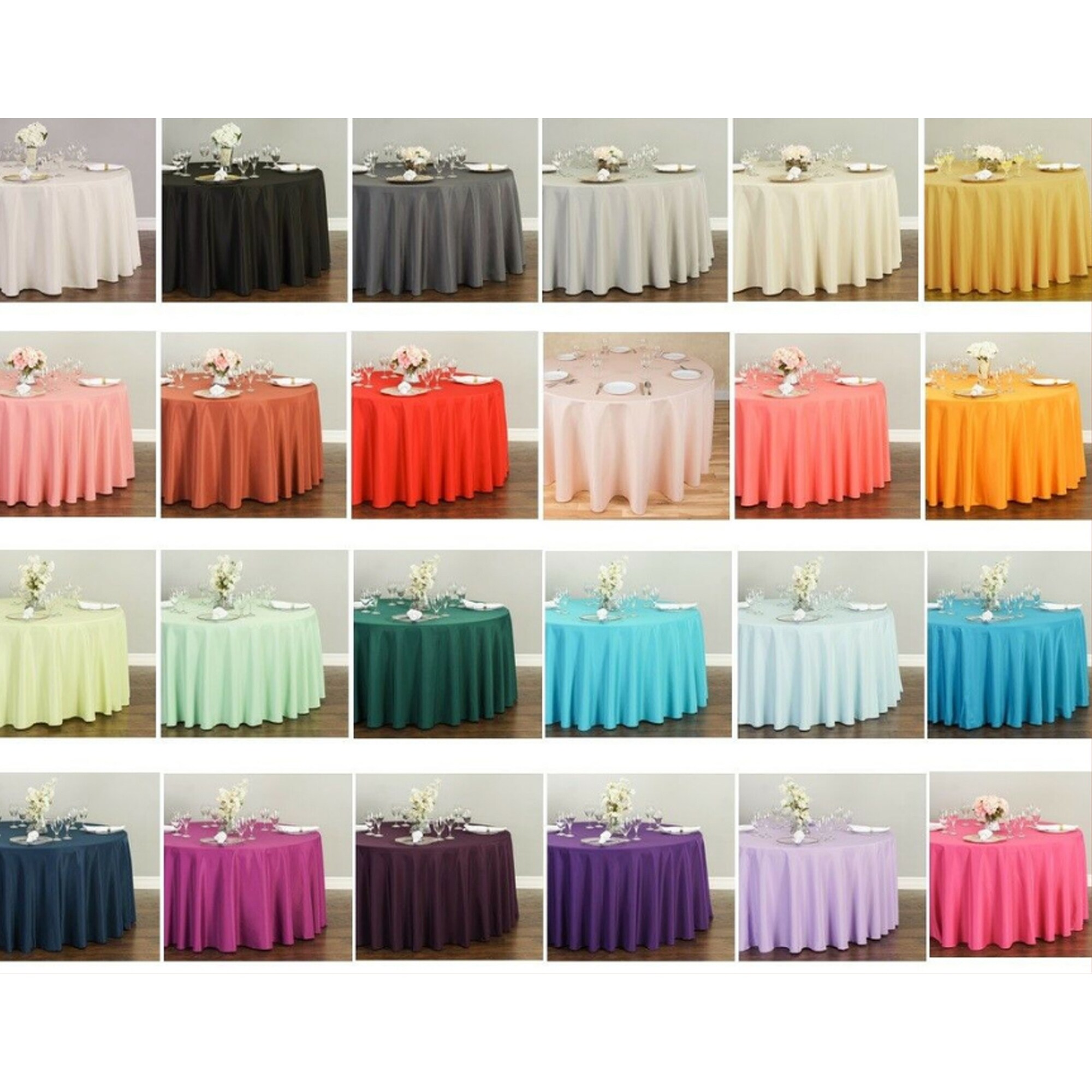 Round Wedding Banquet Polyester Fabric Tablecloth More Sizes & Colors 