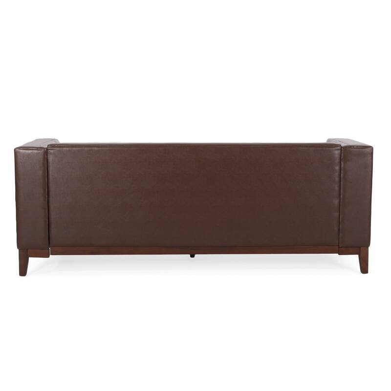 Button Tufted 3-seater Sofa with Wood Legs