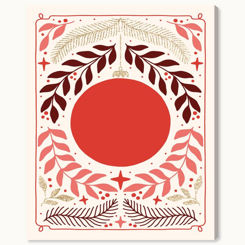 Wynwood Studio Canvas Holiday and Seasonal Sun Ornament Glitter Red Bohemian & Eclectic Wall Art Canvas Print
