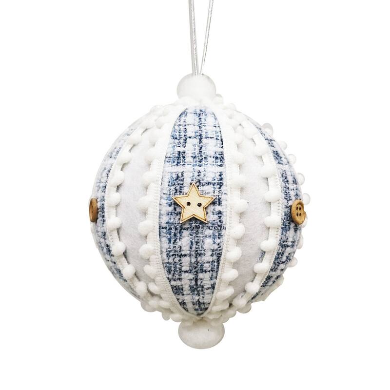 STP Goods 4" Blue and White Fabric Christmas Tree Ornament