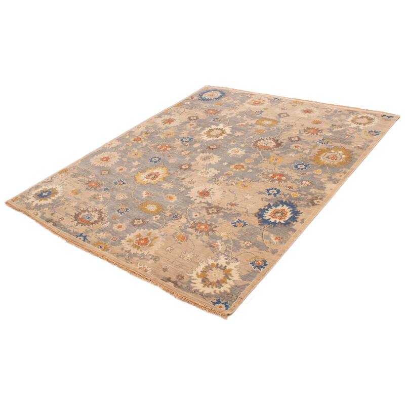 ECARPETGALLERY Hand-knotted Modern Oushak Grey Wool Rug - 8'2 x 10'2
