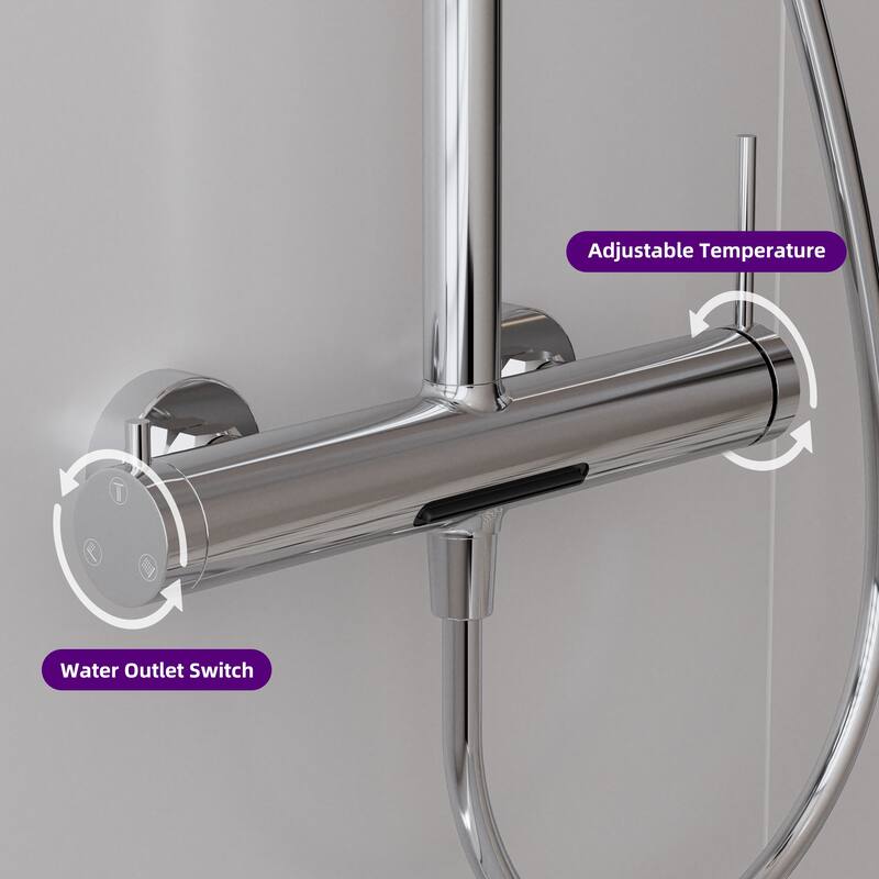 Modland Wall Mount 3-Function Shower System with 10" Rainfall, 1.59GPM, Matte Black/Rose Gold/Chrome