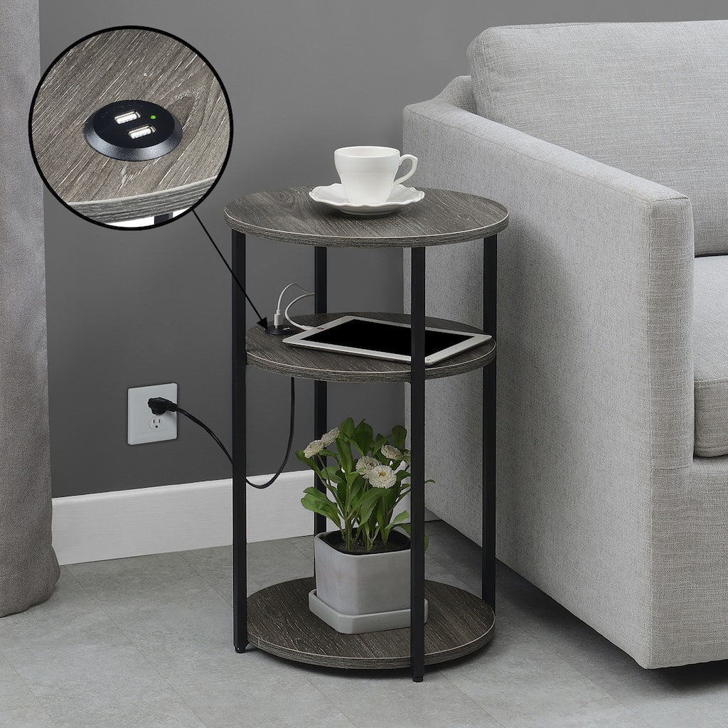 Convenience Concepts Designs2Go Simon 3 Tier End Table with USB Ports