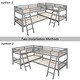 preview thumbnail 3 of 13, Twin Size Wooden L-Shaped Triple Bunk Bed with Ladder, Can be Divided into two L-Shaped Beds, Bedroom Furniture for Kids Teens