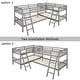 preview thumbnail 13 of 13, Wonderful L-Shaped Bunk Bed for 4 can be Divided into 2 L-Shaped Bunk Beds with Built-in Ladder and Safety Guardrails