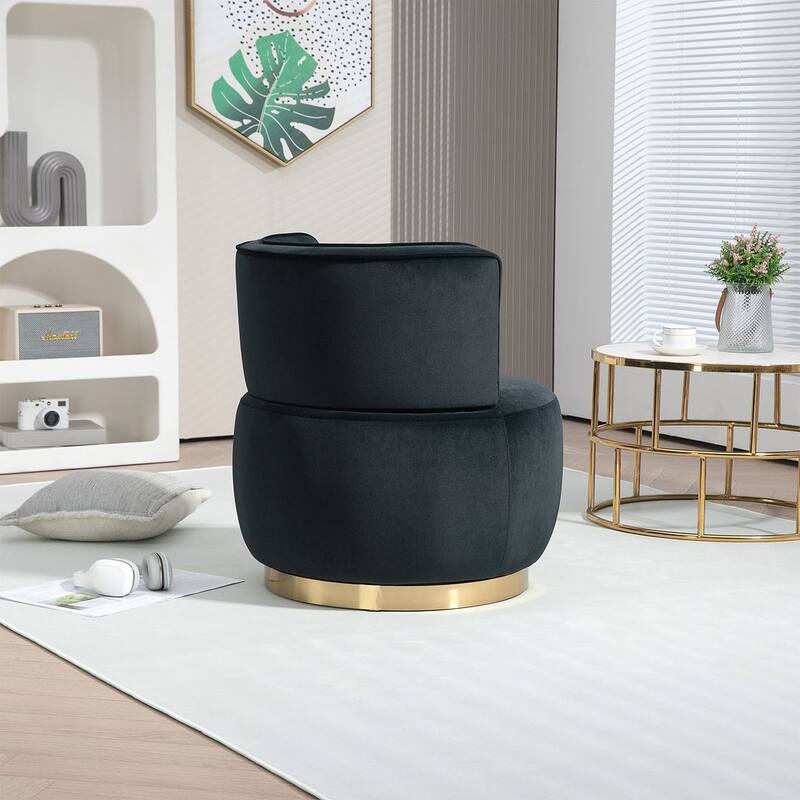 Modern Velvet 360 Degree Swivel Round Armrest Upholstered Accent Chair