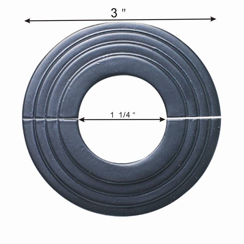 Black Aluminum Radiator Flanges Escutcheon Ring Plate Easy Snap On 1.25" ID 3" OD IPS Rust Resistant Pack of 6 Renovators Supply