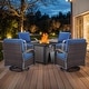 preview thumbnail 136 of 174, Pocassy Outdoor Patio Furniture Set 4 Swivel Chair with Fire Table - Brown Rattan - Blue Cushion
