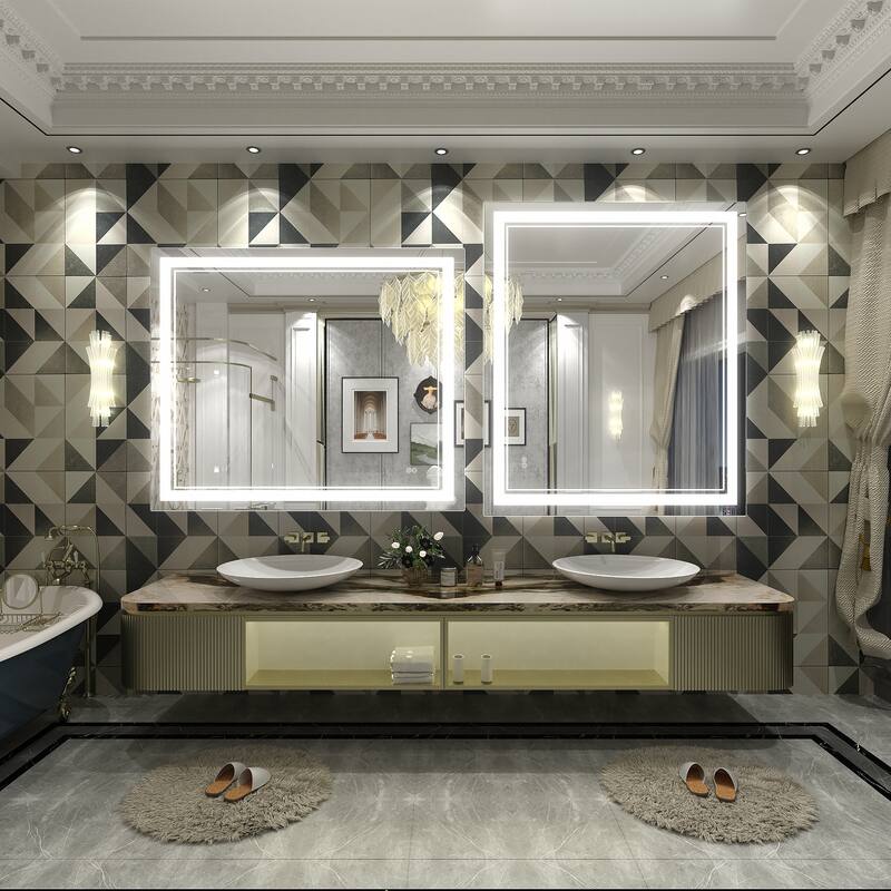 KIOTEE Frameless Front lit LED Lighted Anti-Fog Tempered Glass Bathroom Vanity Mirror with ETL and 3-Year Warranty