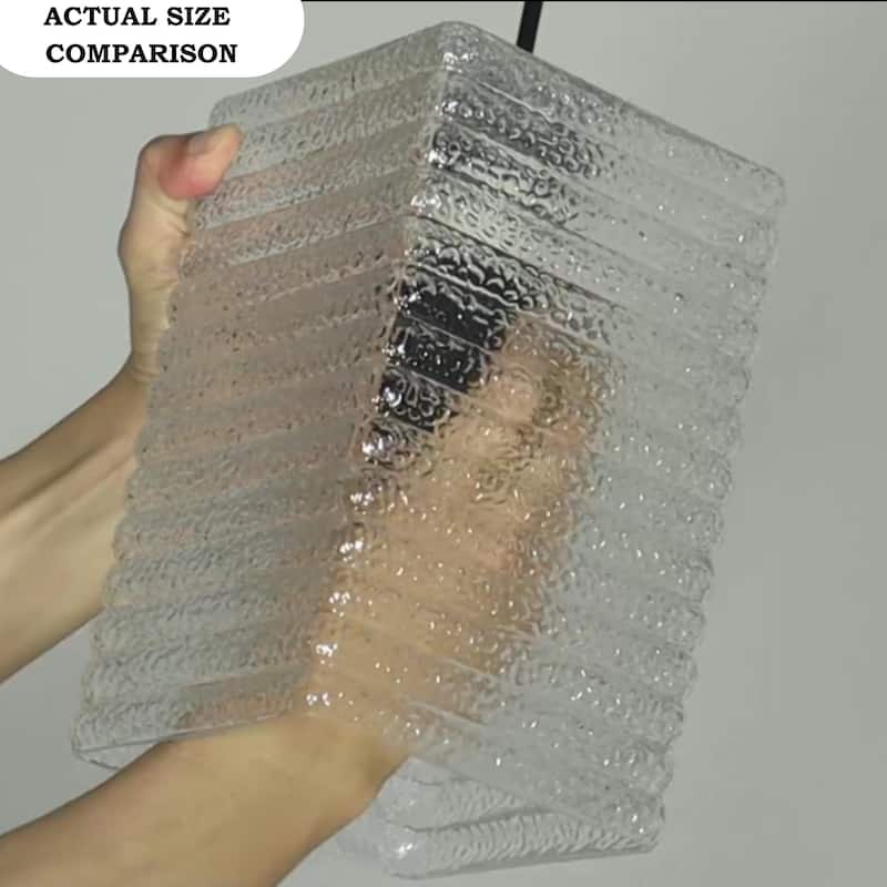 Modern Elegant 1-light Textured Glass Pendant Rectangular Shade Kitchen Island Light for Dining Room - 5.4"W × 9.6"H